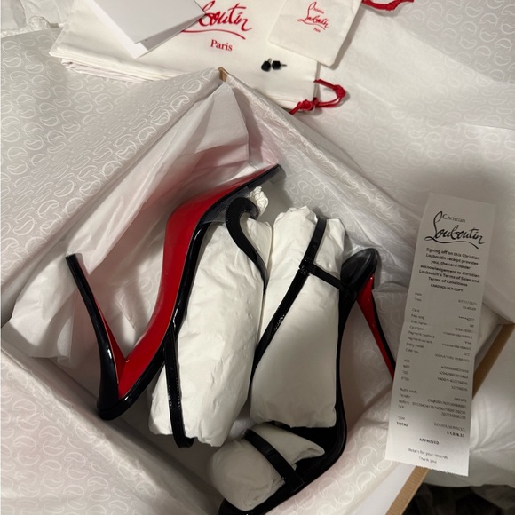 Christian Louboutin Black Patent Strappy Heels - Picture 2 of 15